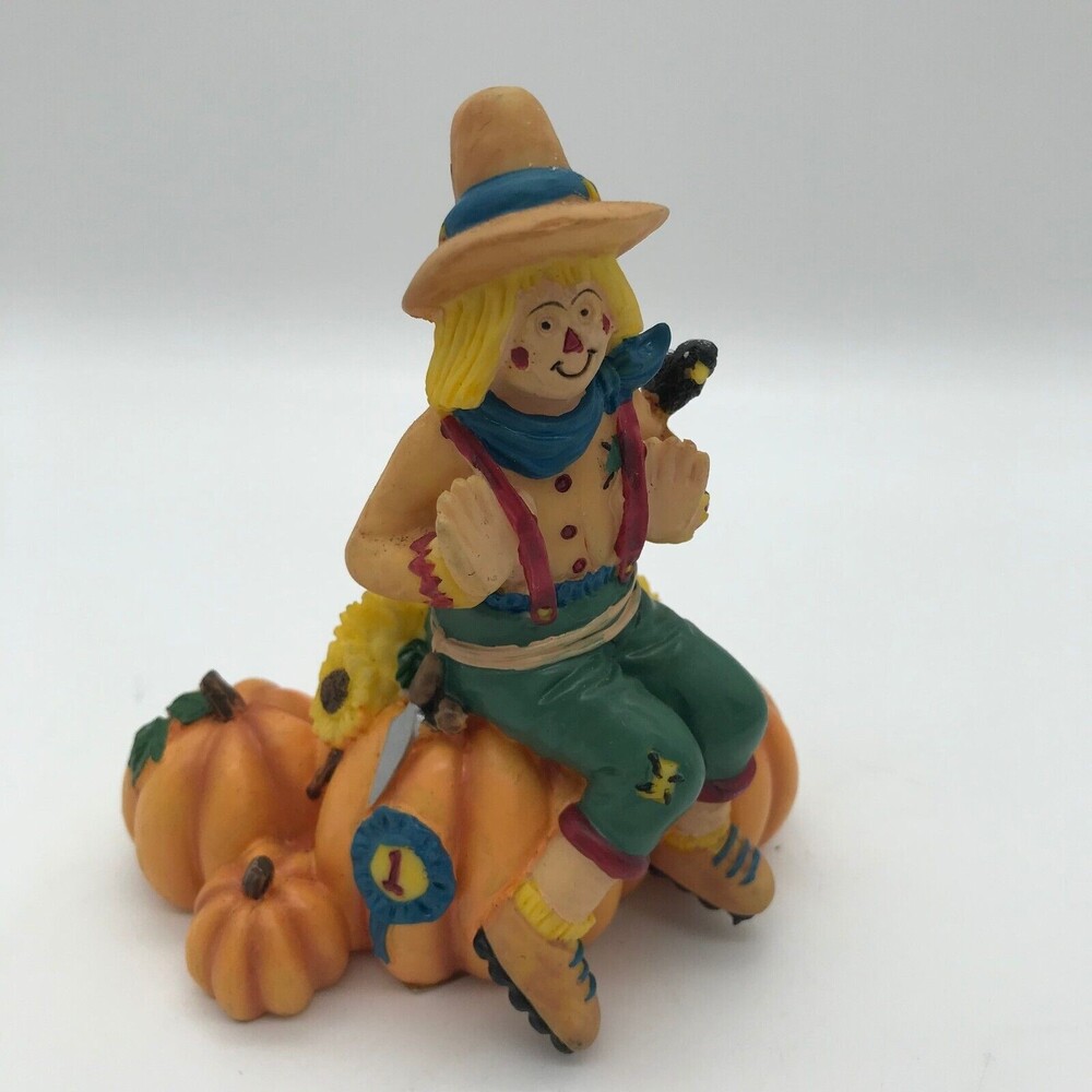 Halloween Scarecrow Figurine Fall Harvest Autumn Pumpkin 4.5 x 5 inch Resin - Picture 2 of 7